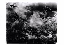 TACTICAL AIR FORCE BOMBERS ATTACK ENEMY COMMUNICATIONS IN ITALY ("P" file No. 5259)
Bombers of the Tactical Air Force continue their destruction of roads, railways and lines of communication held by the Germans facing the 8th Army in Italy. Photo shows - Enemy supply routes at the port of Ancona during a well-directed attack by Allied bombers of the Tactical Bomber Force - 1943